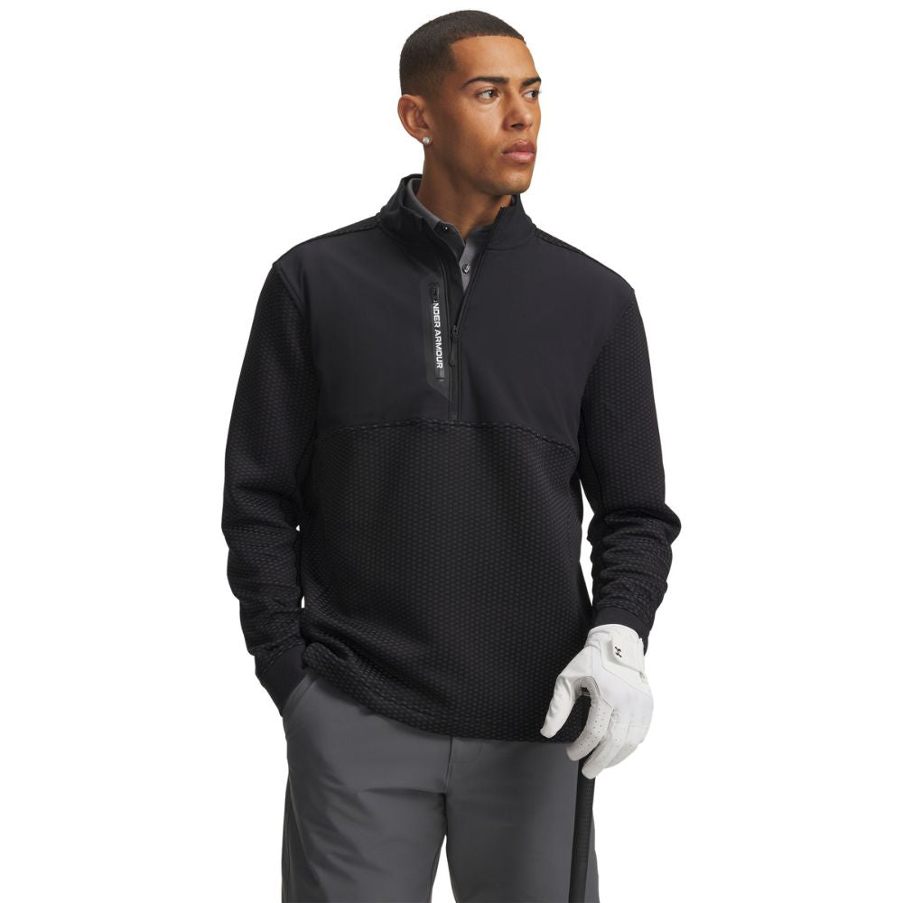 Under Armour Drive Pro Hybrid 1/4 Zip Midlayer Golf Top 2026 - 6013935-001 Black / White 001 M
