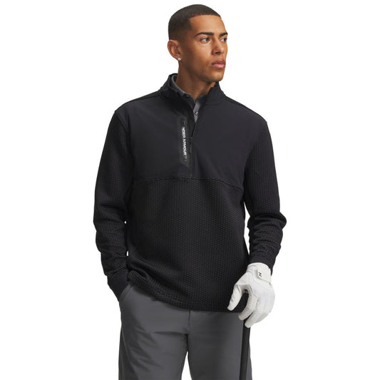 Under Armour Drive Pro Hybrid 1/4 Zip Midlayer Golf Top 2026 - 6013935-001 Black / White 001 M