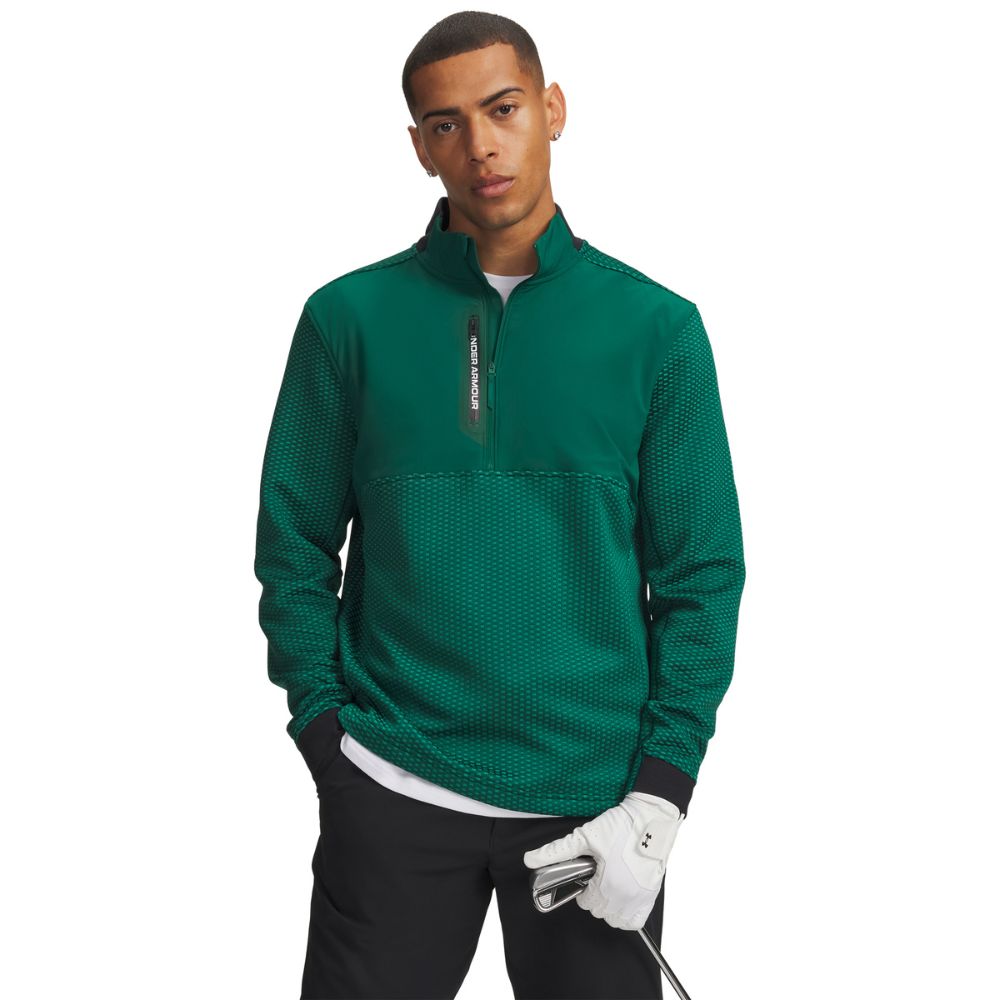Under Armour Drive Pro Hybrid 1/4 Zip Midlayer Golf Top 2026 - 6013935-312 Campus Ivy / White 312 M