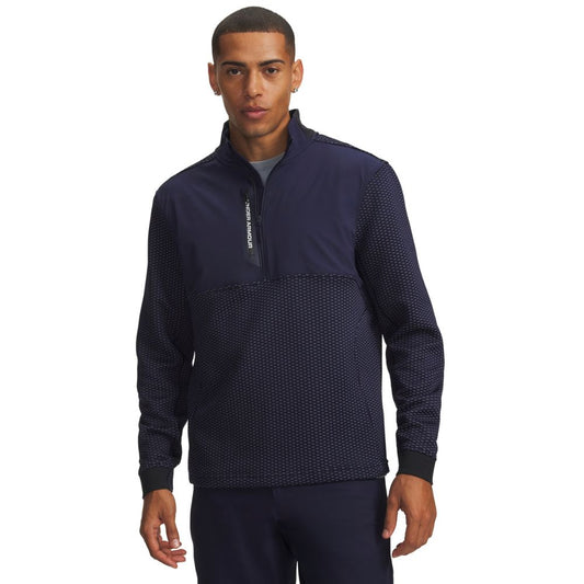 Under Armour Drive Pro Hybrid 1/4 Zip Midlayer Golf Top 2026 - 6013935-410 Midnight Navy / White 410 M