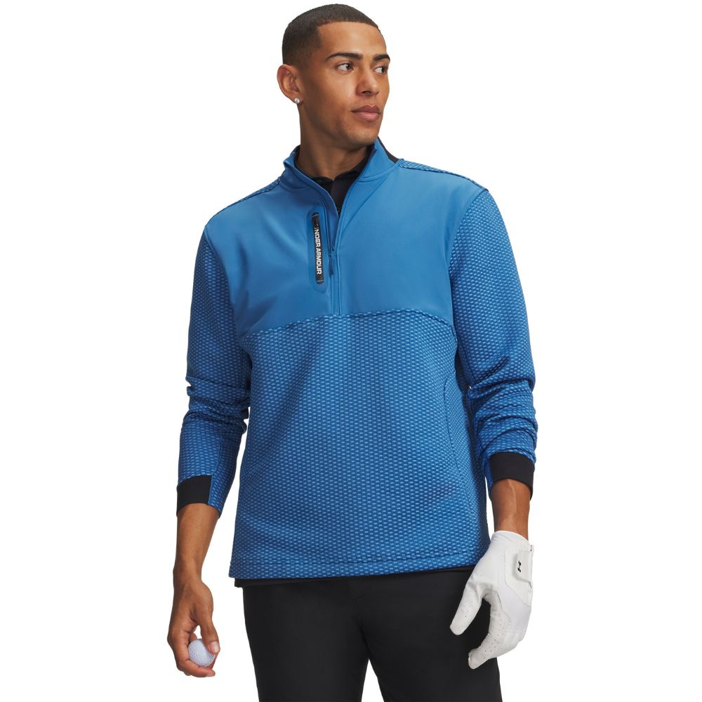 Under Armour Drive Pro Hybrid 1/4 Zip Midlayer Golf Top 2026 - 6013935-430 Aegean Blue / White 430 M