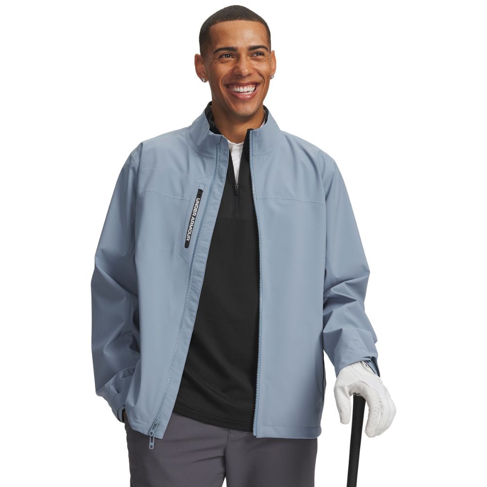 Under Armour Drive Pro Men's Golf Rain Jacket 2026 - 6013048-448 Blue Wind / White 448 M