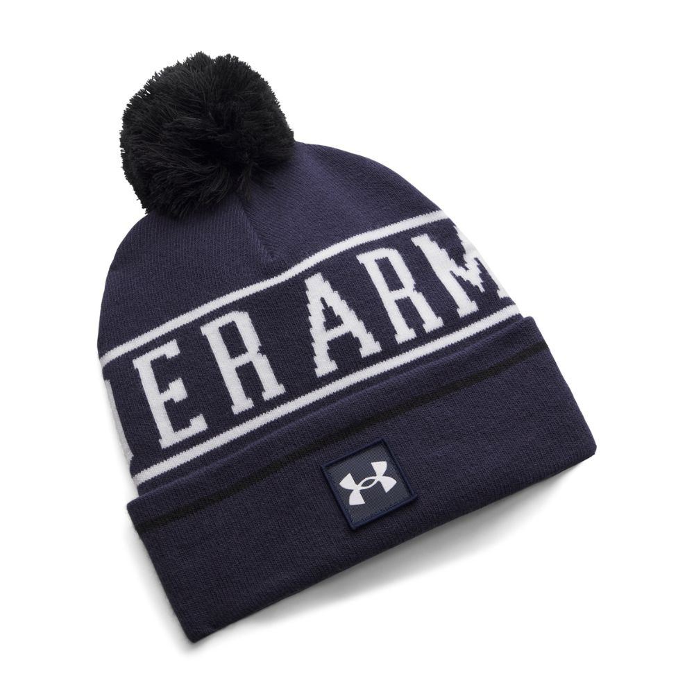 Under Armour Golf Halftime Pom Beanie Hat 2026 - 1386634-411 Midnight Navy / White / White 411