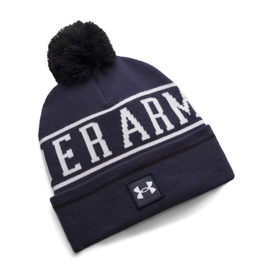 Under Armour Golf Halftime Pom Beanie Hat 2026 - 1386634-411 Midnight Navy / White / White 411