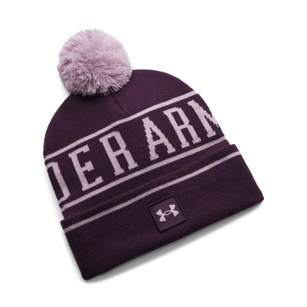 Under Armour Golf Halftime Pom Beanie Hat 2026 - 1386634-526 Purple Echo / Mauve Pink / Mauve Pink 526