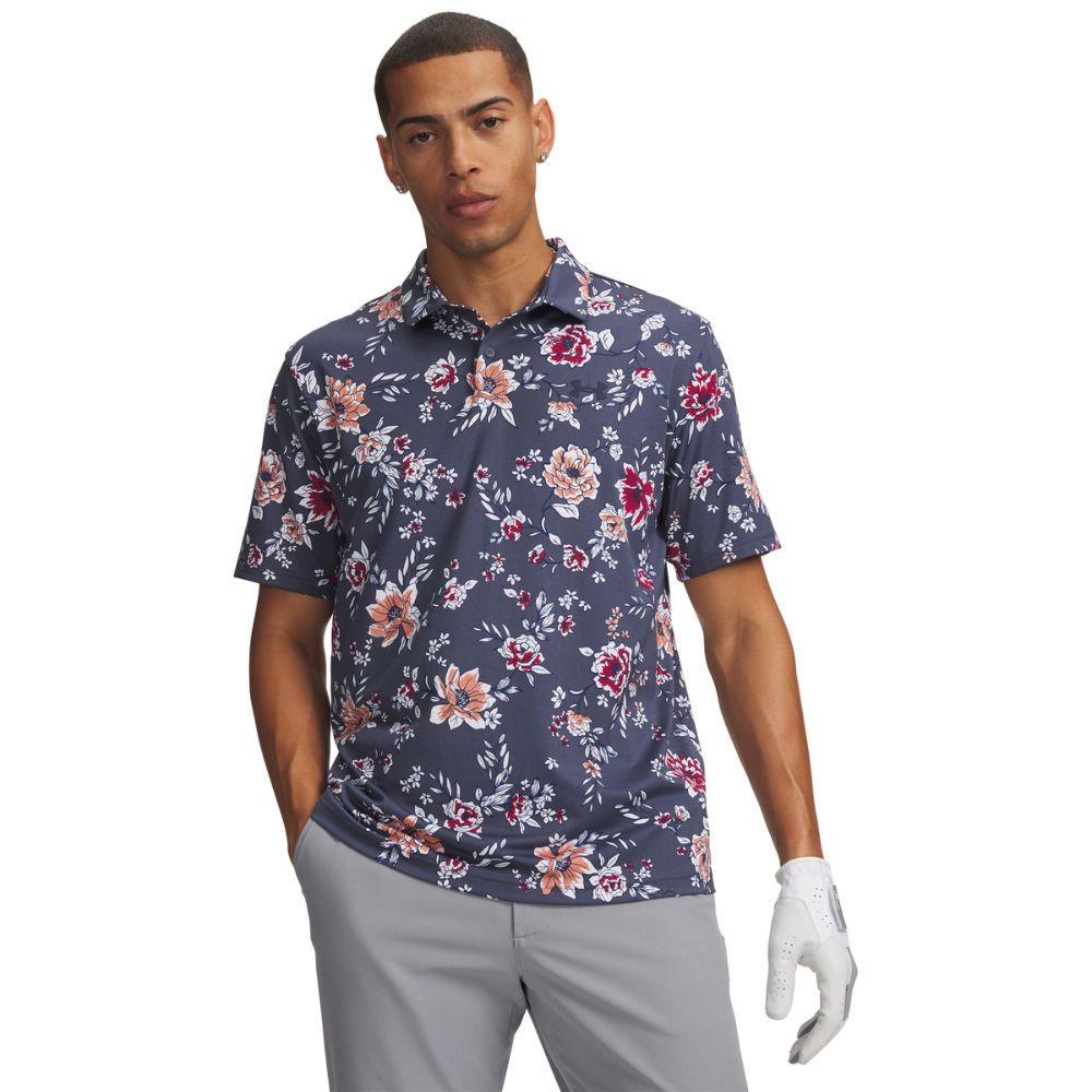 Under Armour Matchplay Printed Men's Golf Polo Shirt 2026 - 6009800-044 Downpour Grey / Academy 044 M