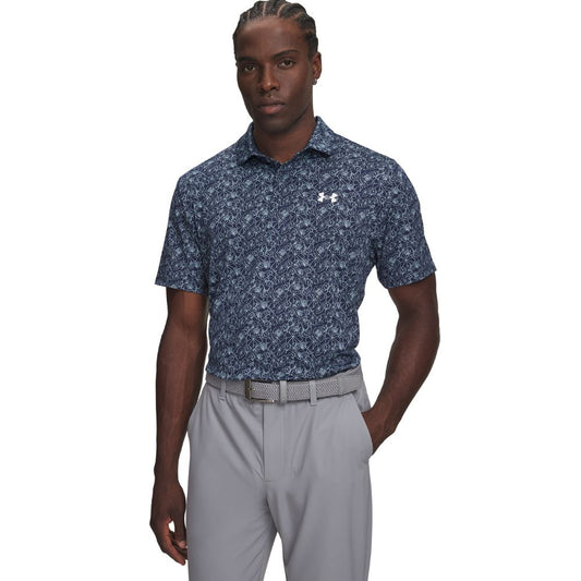 Under Armour Matchplay Printed Men's Golf Polo Shirt 2026 - 6009800-408 Academy / Opal Blue / White 408 M