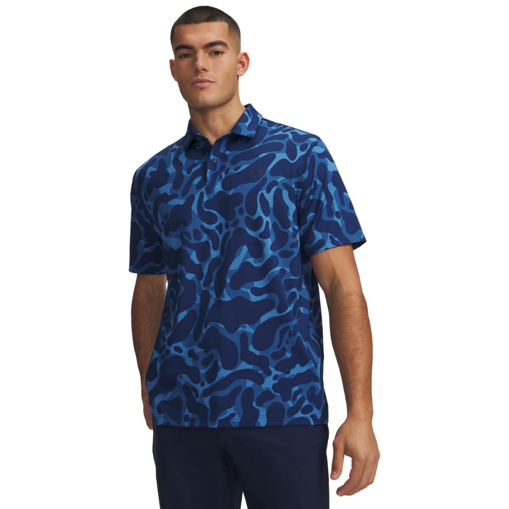 Under Armour Matchplay Printed Men's Golf Polo Shirt 2026 - 6009800-430 Aegean Blue / Academy / Academy 430 M