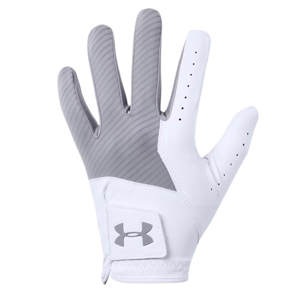 Under Armour Medal All Weather Men's Golf Glove 2026 - 1349705-035 Steel / White / Steel 035 S Left hand (Right Handed Golfer)