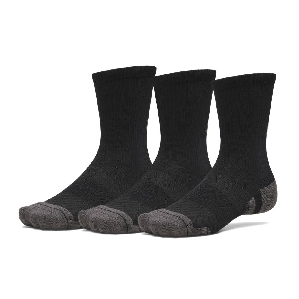 Under Armour Performance Tech Crew Golf Socks 2026 - 3 Pack - 6015139-008 Ultimate Black / Ultimate Black / Jet Grey 008 M