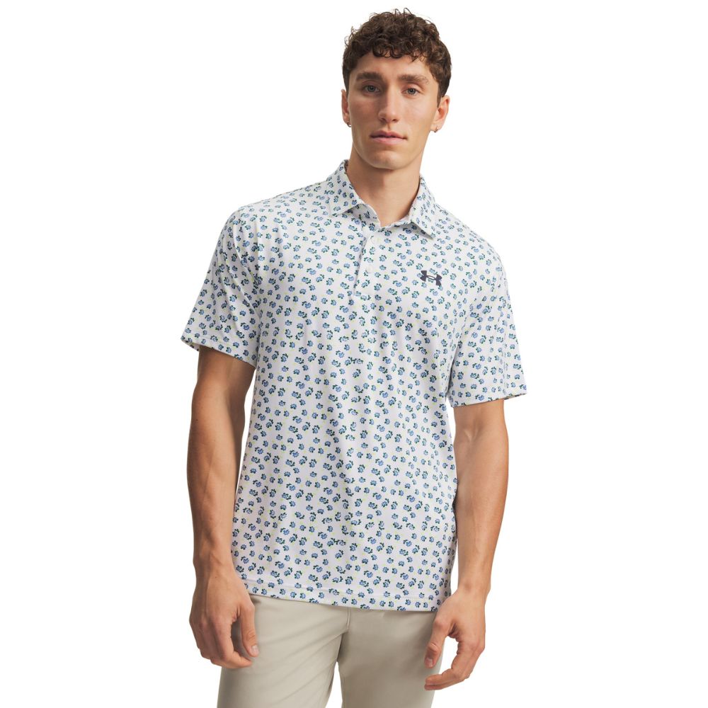 Under Armour Playoff 3.0 Men's Golf Polo Shirt 2026 - 1378677-124 White / Blue Wind / Midnight Navy 124 M