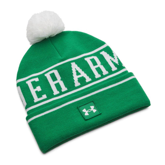 Under Armour UA Halftime Pom Beanie Hat 2025 - 1386634-305 Team Kelly Green / White / White 305