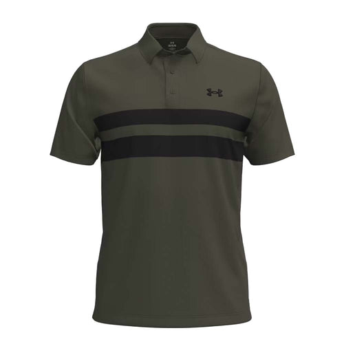 Under Armour UA Playoff 3.0 Stripe Golf Polo Shirt 2025 - 1378676-390 Marine OD Green / Black / Black 390 M