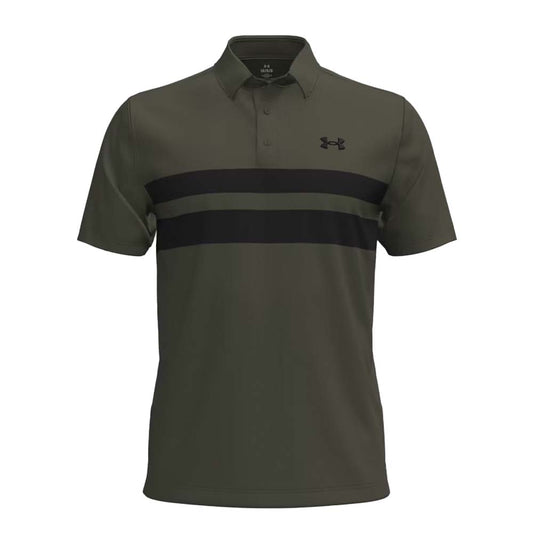 Under Armour UA Playoff 3.0 Stripe Golf Polo Shirt 2025 - 1378676-390 Marine OD Green / Black / Black 390 M