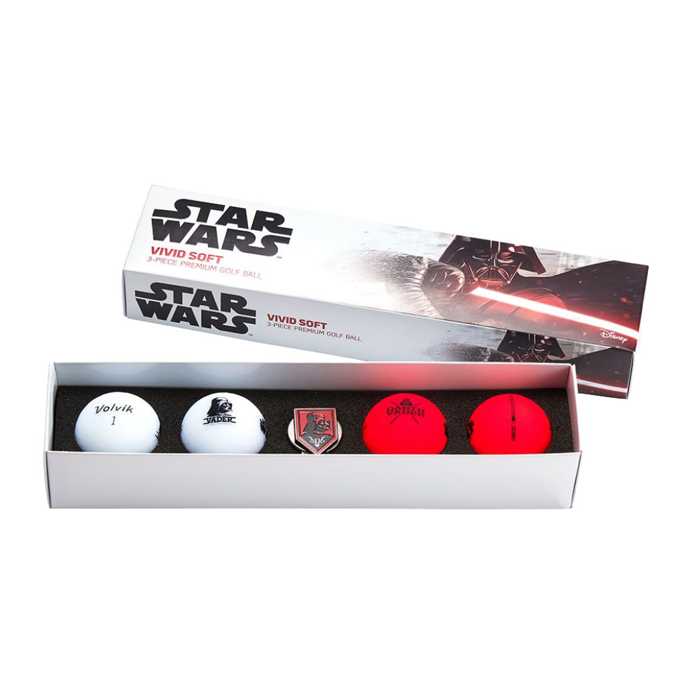 Volvik Star Wars Darth Vader VIVID SOFT Golf Ball & Marker Gift Set Red & White
