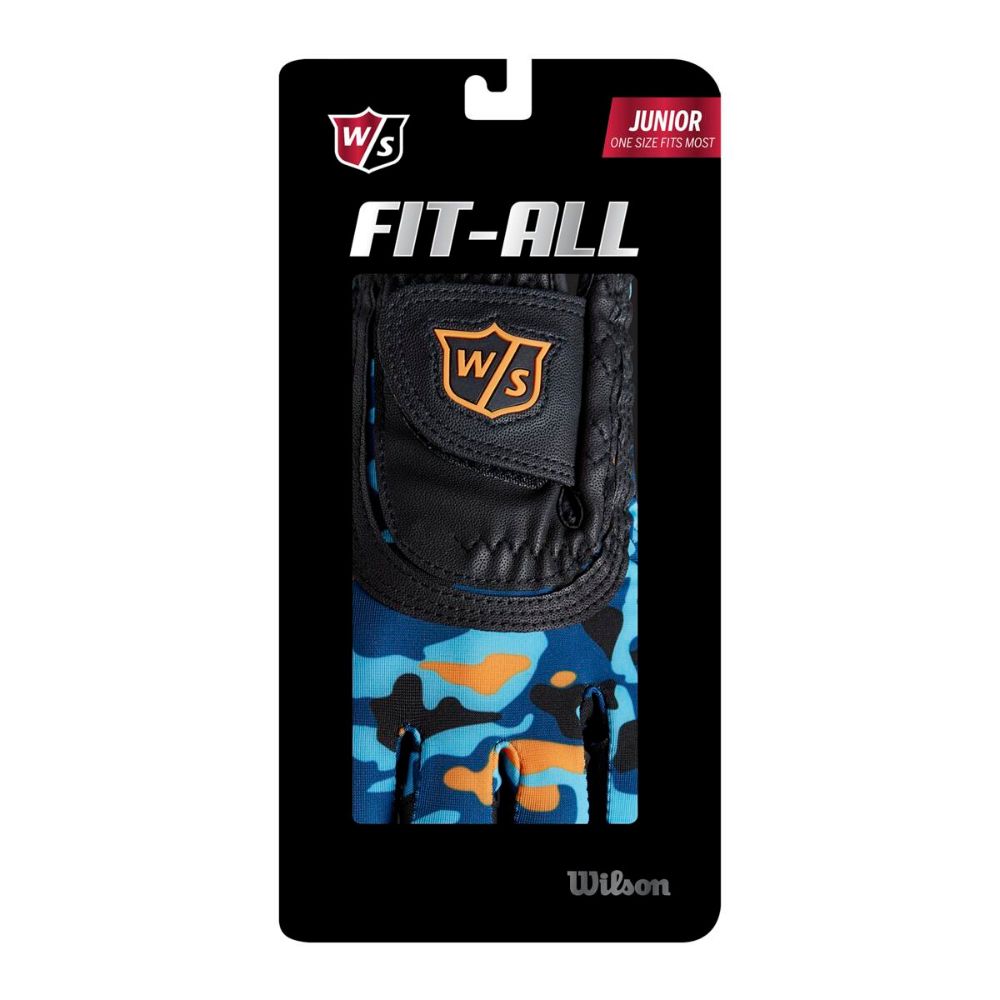 Wilson Golf Junior One Size Fits All Golf Glove - Black / Orange Camo