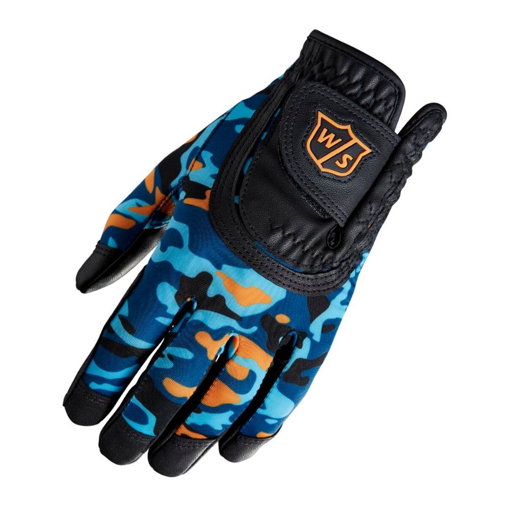 Wilson Golf Junior One Size Fits All Golf Glove - Black / Orange Camo
