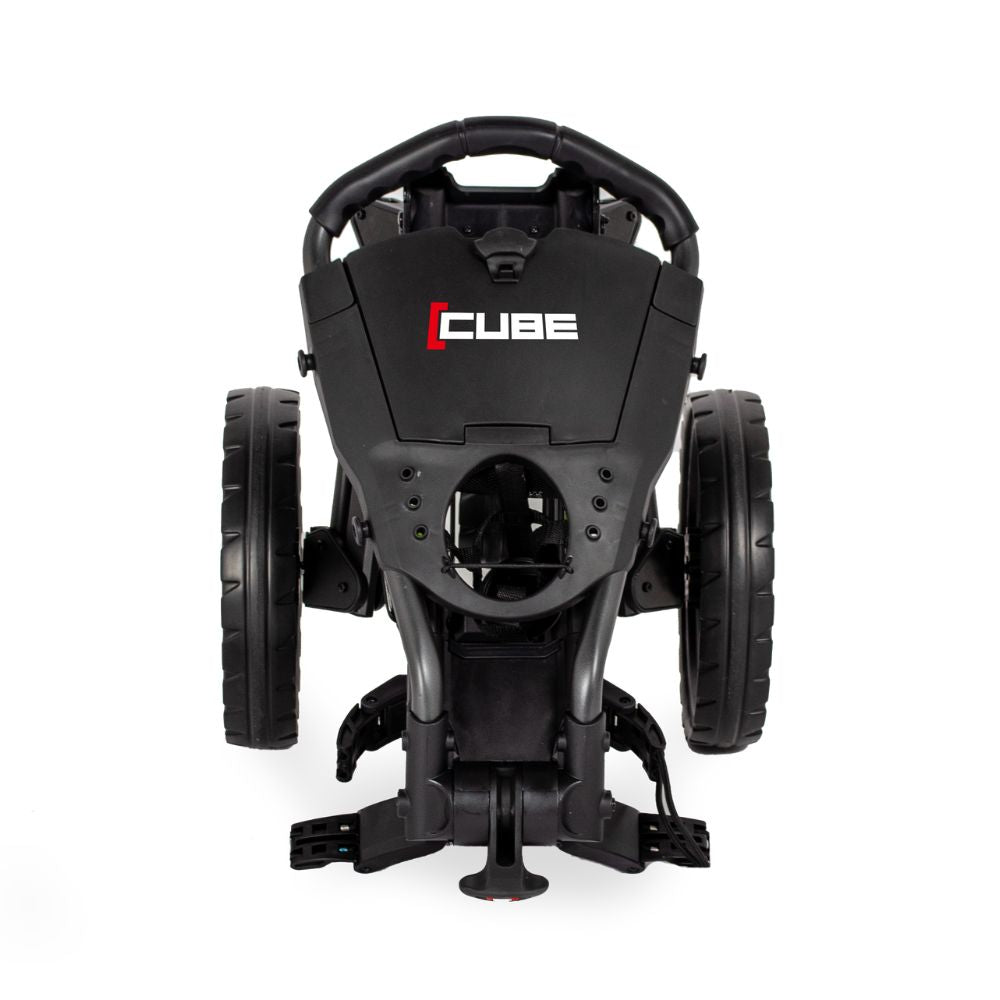 Wishbone Cube 3 Wheel Compact Golf Trolley - Charcoal / Black - Free Gift