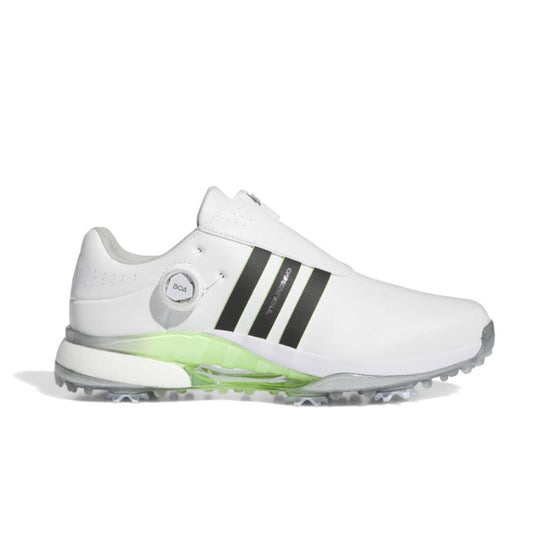 adidas Tour360 Boa Mens Golf Shoes IF0251 + Free Dozen Balls White / Core Black / Green Spark 8 