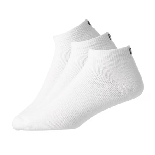 Footjoy ComfortSof Sport Ankle Socks 15241 3 Pack - White White  