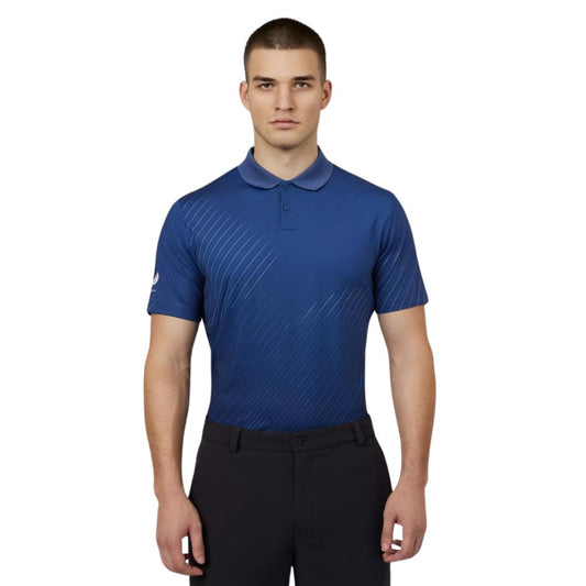 Castore Golf Performance Geo Print Polo Shirt CMA30176 Oceana Blue M 