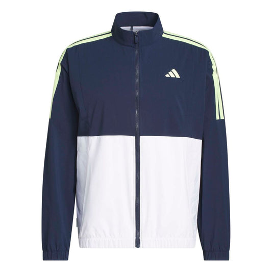 adidas Beyond Twistweave Men's Full Zip Windbreaker Golf Top 2026 - KG9102 White / Collegiate Navy M