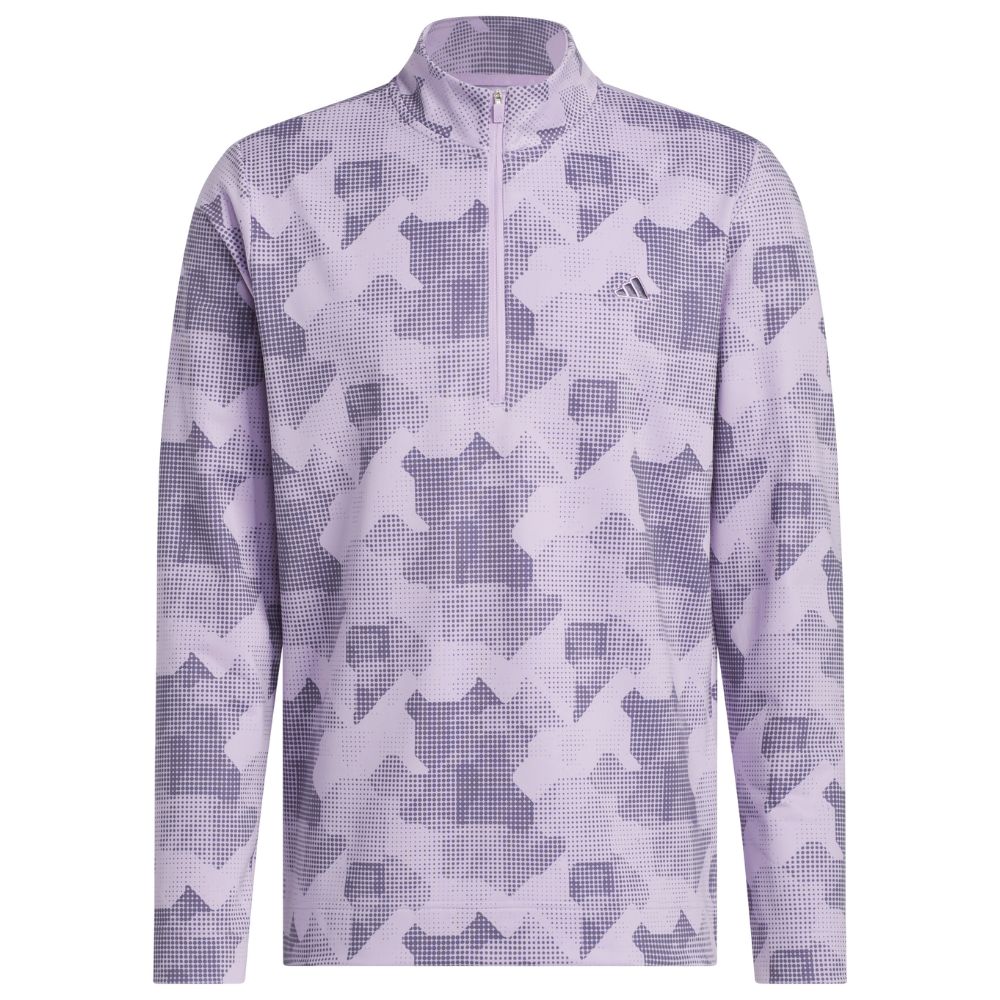adidas Go-To Print 1/4 Zip Mens Golf Top 2025 - JY1949 Powder Plum M