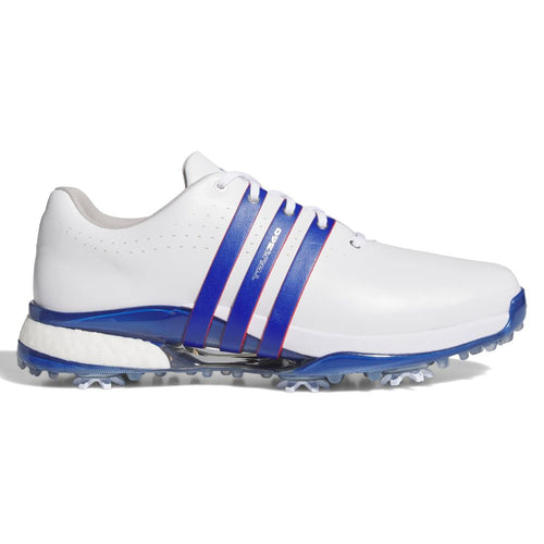 adidas Tour360 24 Men's Leather Spiked Golf Shoes 2026 - HQ0043 White / Royal Blue / Lucid Red 7
