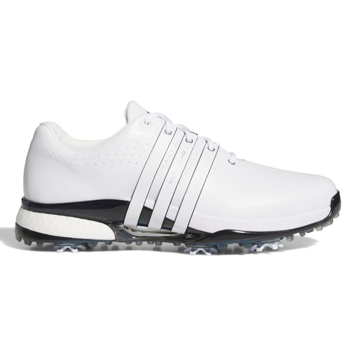 adidas Tour360 24 Men's Leather Spiked Golf Shoes 2026 - HQ0044 White / Core Black / Lucid Ray Blue 7