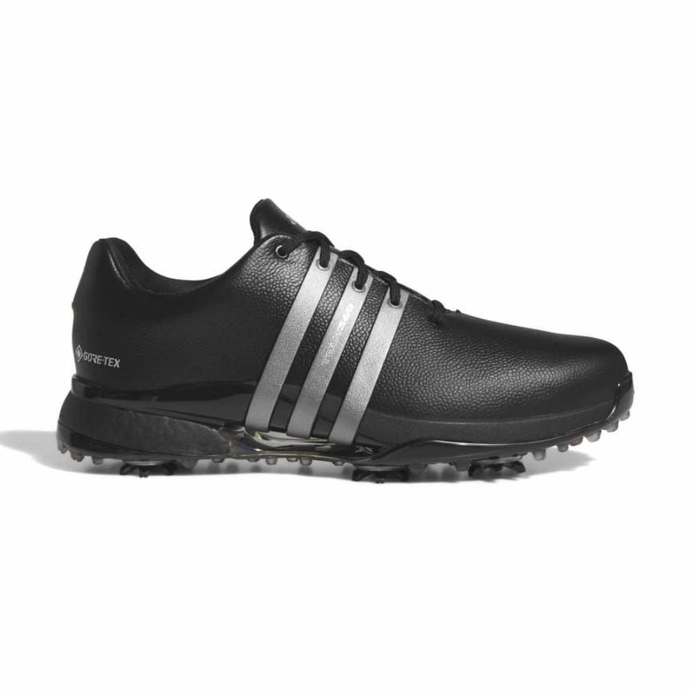 adidas Tour360 Men's Gore-Tex Spiked Golf Shoes 2026 - KI5763 Core Black / Silver Metallic / Lucid Red 7