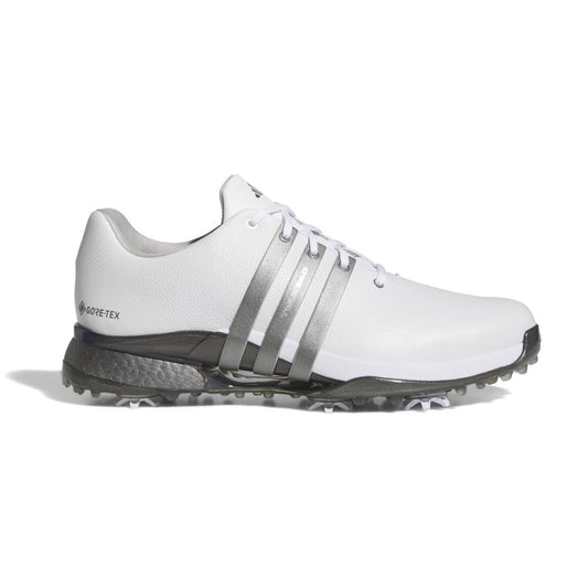 adidas Tour360 Men's Gore-Tex Spiked Golf Shoes 2026 - KI5764 White / Iron Metallic / Preloved Yellow 7