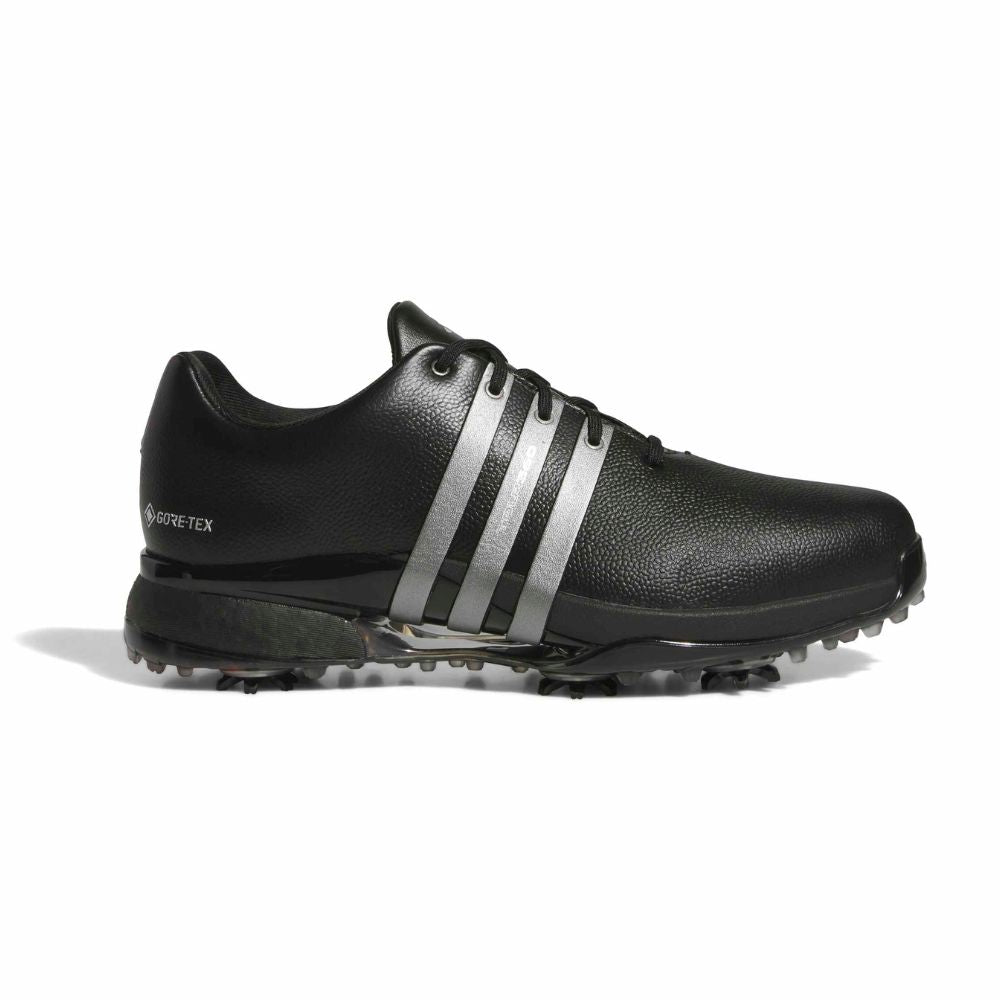 adidas Tour360 Men's Gore-Tex Spiked Golf Shoes 2026 - KK0789 Wide Fit Core Black / Silver Metallic / Lucid Red 7 Wide