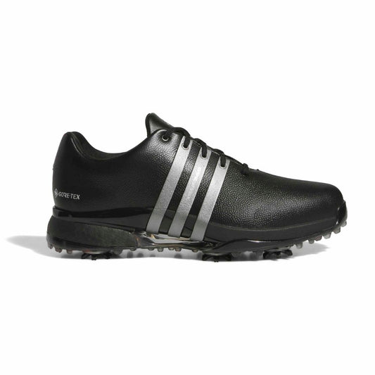 adidas Tour360 Men's Gore-Tex Spiked Golf Shoes 2026 - KK0789 Wide Fit Core Black / Silver Metallic / Lucid Red 7 Wide