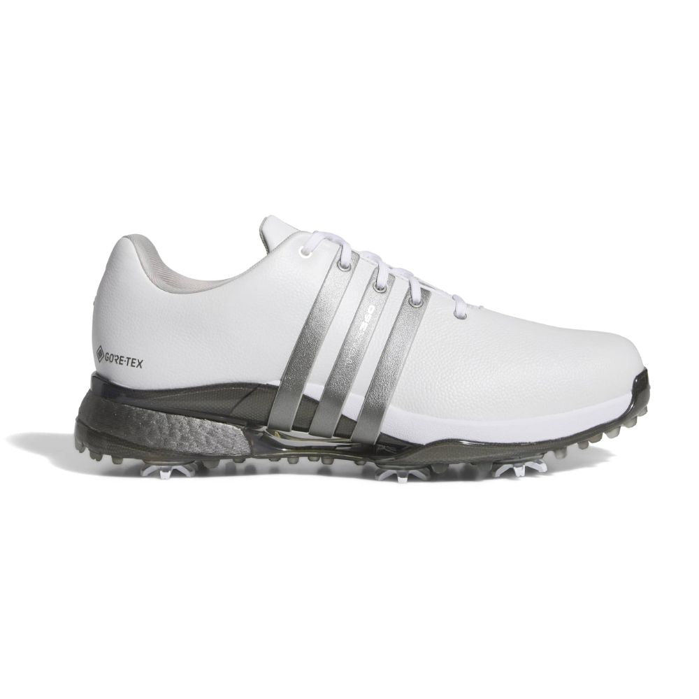 adidas Tour360 Men's Gore-Tex Spiked Golf Shoes 2026 - KK0790 Wide Fit White / Iron Metallic / Preloved Yellow 7 Wide