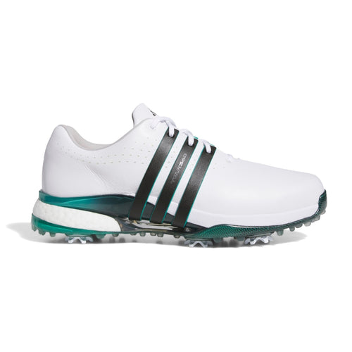 adidas Tour 360 Mens Leather Spiked Golf Shoes 2025 - JR9265 White / Core Black / Auroraivy 8