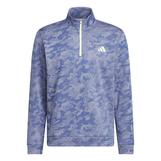 adidas Ultimate365 Men's Durable Water Repellent 1/4 Zip Golf Pullover 2026 - KG7170 Dual Indigo / Frozen Lemon M