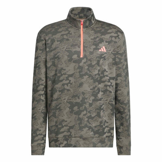 adidas Ultimate365 Men's Durable Water Repellent 1/4 Zip Golf Pullover 2026 - KG7171 Khaki Six / Solar Turbo M