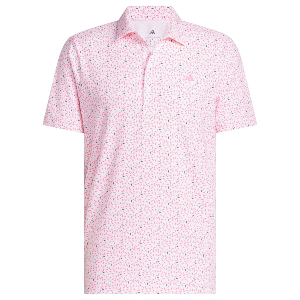 adidas Ultimate365+ Soft Print Men's Golf Polo 2026 - KE9668 White / Lucid Pink M