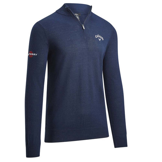 Callaway Blended Merino 1/4 Zip Mens Golf Sweater - Navy Blue Navy Blue 410 M