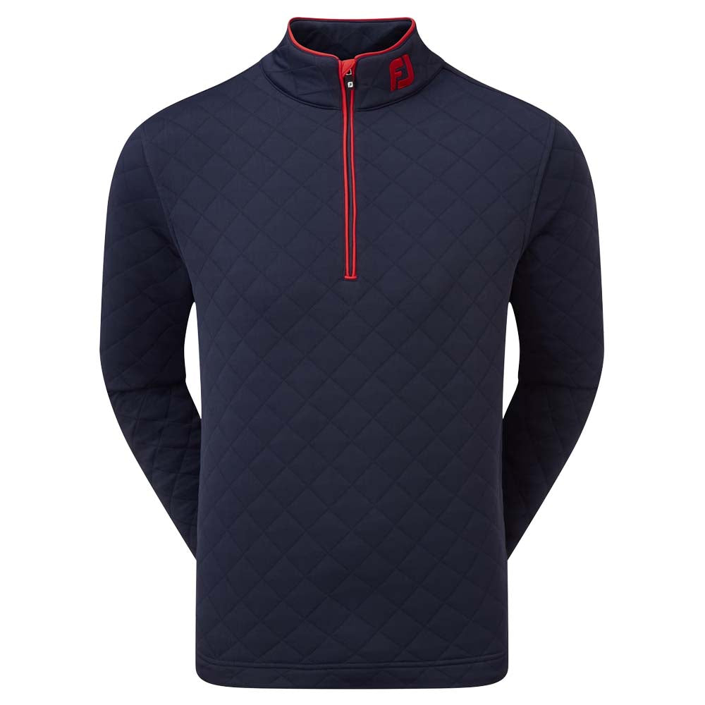 Footjoy Diamond Jacquard Chillout 1/4 Zip Pullover Top Navy / Red 88452 S 