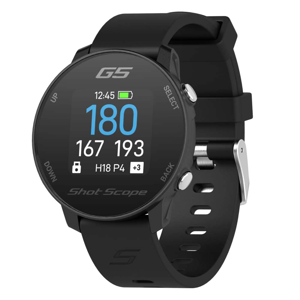 Shotscope G5 Golf GPS Watch Black GPS (Black & Carbon Grey Straps)  