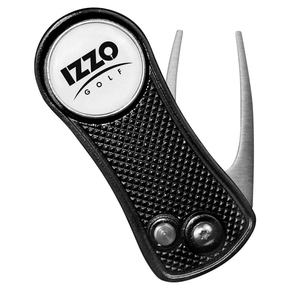 IZZO GOLF METAL DIVOT TOOL PiTCHFORK BLACK