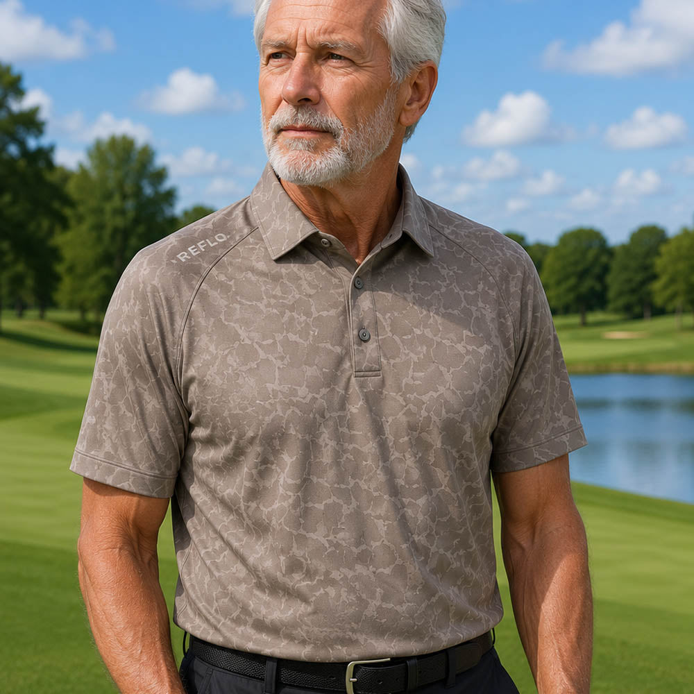 Reflo Yamuna Short Sleeve Golf Polo Shirt - Dolomite Brown