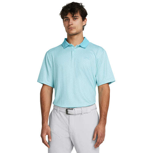 Under Armour Performance 3.0 Printed Golf Polo Shirt 1377377-915 Sky Blue / White 915 M 