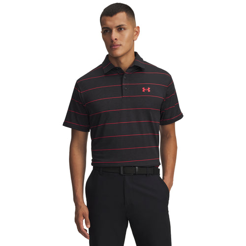 Under Armour UA Playoff 3.0 Stripe Golf Polo Shirt 2025 - 1378676-008 Black / Racer Red / Racer Red 008 M