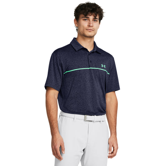 Under Armour UA Playoff 3.0 Stripe Golf Polo Shirt 1378676-418 Midnight Navy / Vapor Green 418 M 