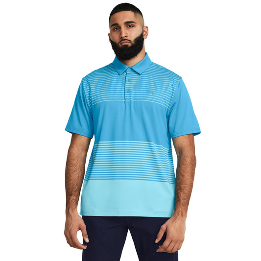 Under Armour UA Playoff 3.0 Stripe Golf Polo Shirt 1378676-419 Capri / Sky Blue 419 M 