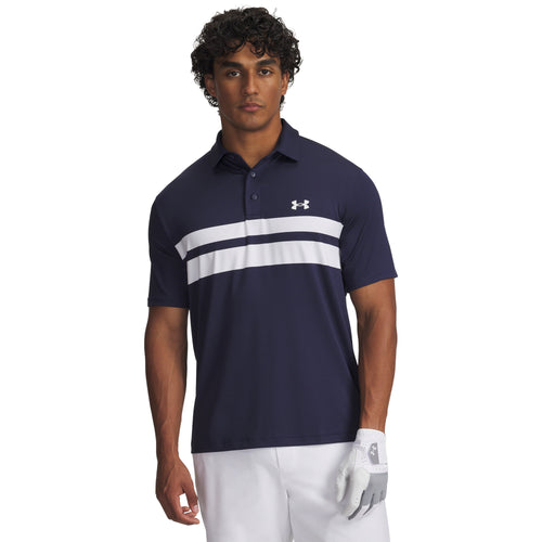 Under Armour UA Playoff 3.0 Stripe Golf Polo Shirt 2025 - 1378676-428 Midnight Navy / White / White 428 M
