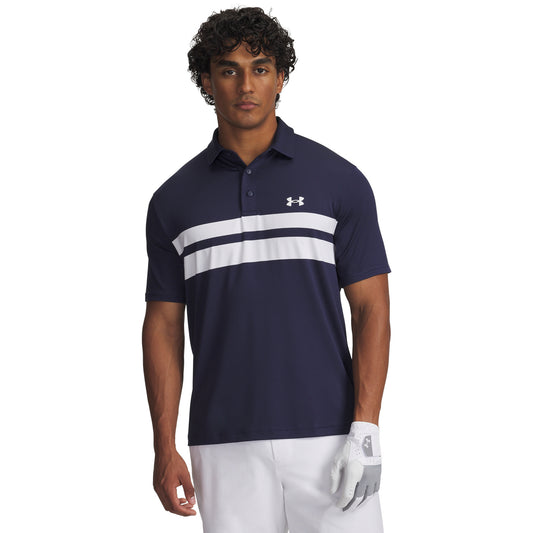 Under Armour UA Playoff 3.0 Stripe Golf Polo Shirt 2025 - 1378676-428 Midnight Navy / White / White 428 M