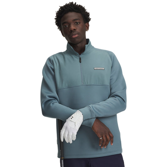 Under Armour Drive Pro Hybrid 1/2 Zip Mens Golf Top 2025 - 6005666-587 Jasper Blue / Black 587 M